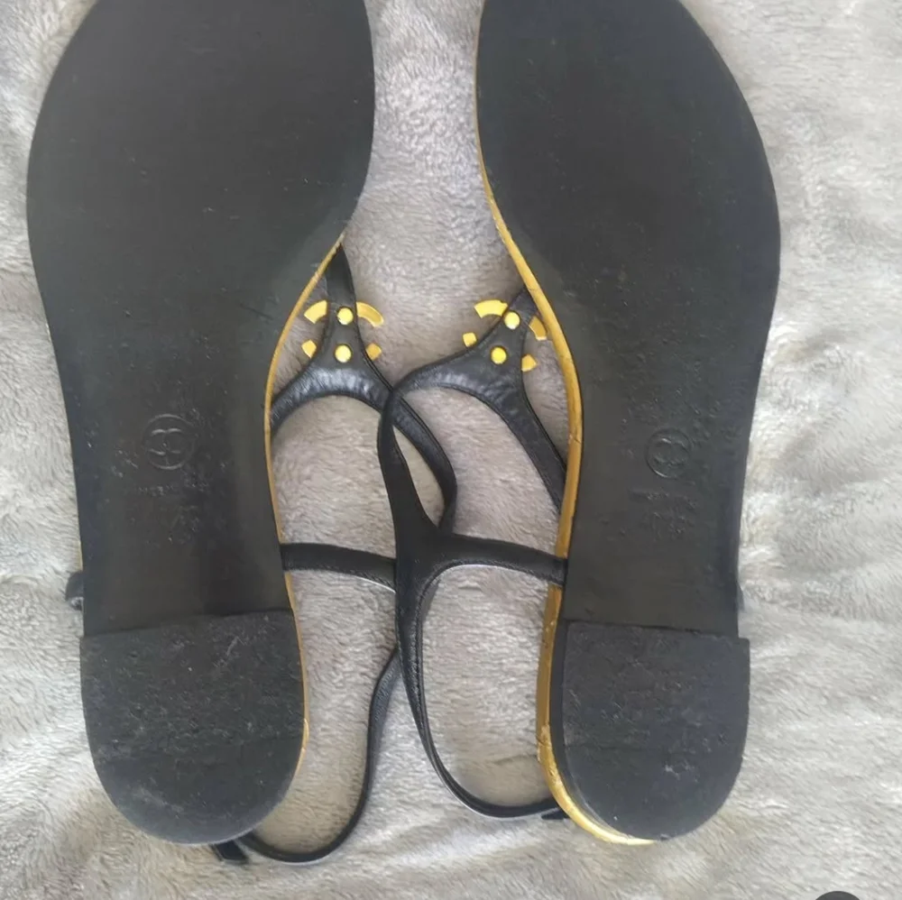 Chanel Black Gold CC Thong Flat Sandals - Picture 9 of 14